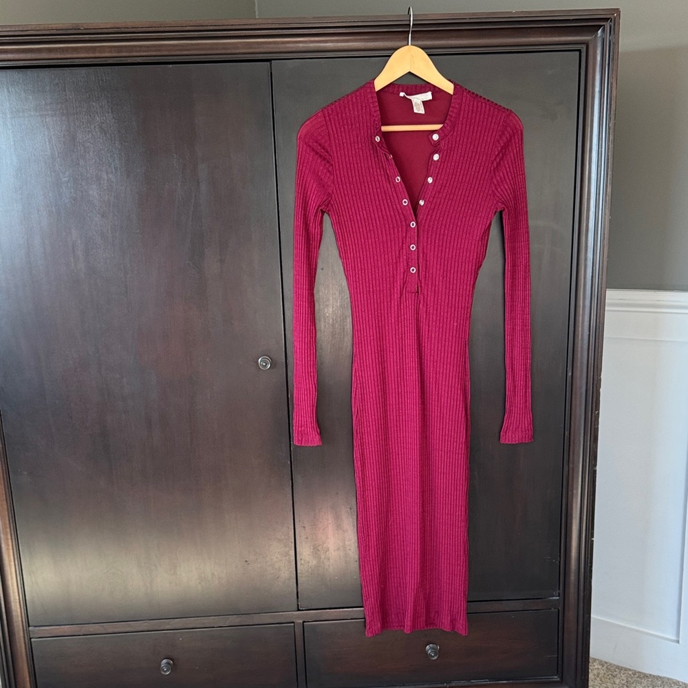 Fleur du Mal Deep Red Long Sleeve Dress
